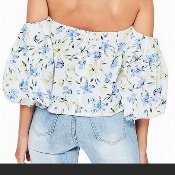Missguided Off The Shoulder Floral Puffball Sleeve Top - Picture 2 of 12
